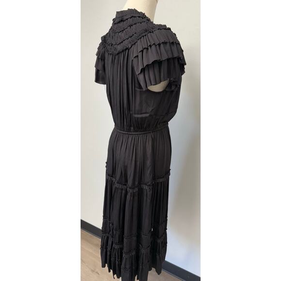NWT $495 Elie Tahari RUNWAY Black Pleated Ruffle Maxi Dress - Picture 7 of 10